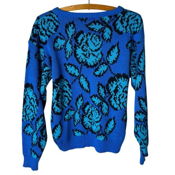 Vtg Licorice Women’s Sz Medium Blue Acrylic Sweater Printed - Picture 6 of 6
